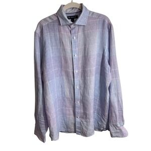 CREMIEUX Mens Plaid Long Sleeve Button Up Shirt Pastel Colored Size M